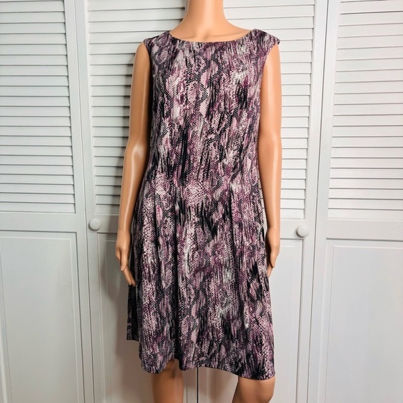 ROZ & ALI Purple Snakeskin Print Sleeveless Dress Size 10 - Picture 1 of 8